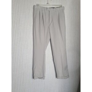 Savane Mens Tan Pleated Dress Pants Size 34x29 Polyester Wrinkle Resistant